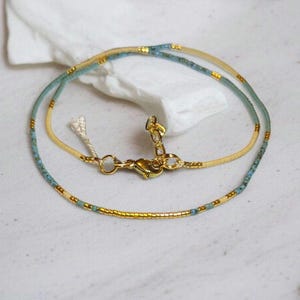 myuki delica seed bead necklace: dainty beaded necklace, minimalist necklace, layering necklace, tiny beaded necklace, thin necklace image 2