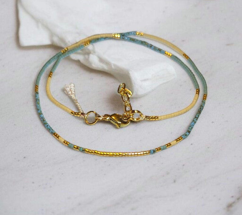 myuki delica seed bead necklace: dainty beaded necklace, minimalist necklace, layering necklace, tiny beaded necklace, thin necklace image 2