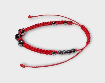 Red string bracelet, black tourmaline and hematite bracelet, protection bracelet, lucky red string bracelet, ward off misfortune bracelet