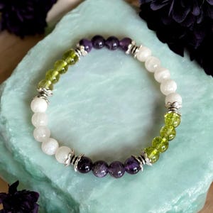 moonstone bracelet ~ amethyst bracelet ~ peridot bracelet