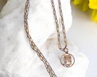 owl charm necklace: spiritually awakened charm necklace, wisdom necklace, paperclip chain necklace, unisex charm necklace