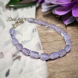 purple opal crystal bracelet ~ Czech crystal bracelet ~ silver and purple Czech crystal beaded bracelet