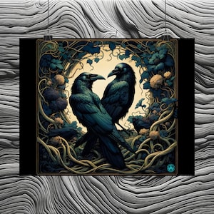 Midnight Lovers - Art Nouveau Raven Poster
