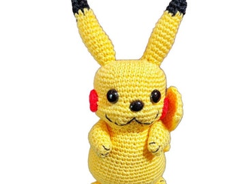 かぎ針編みのピカチュウ、あみぐるみ、ピカチュウ、ピカチュウの