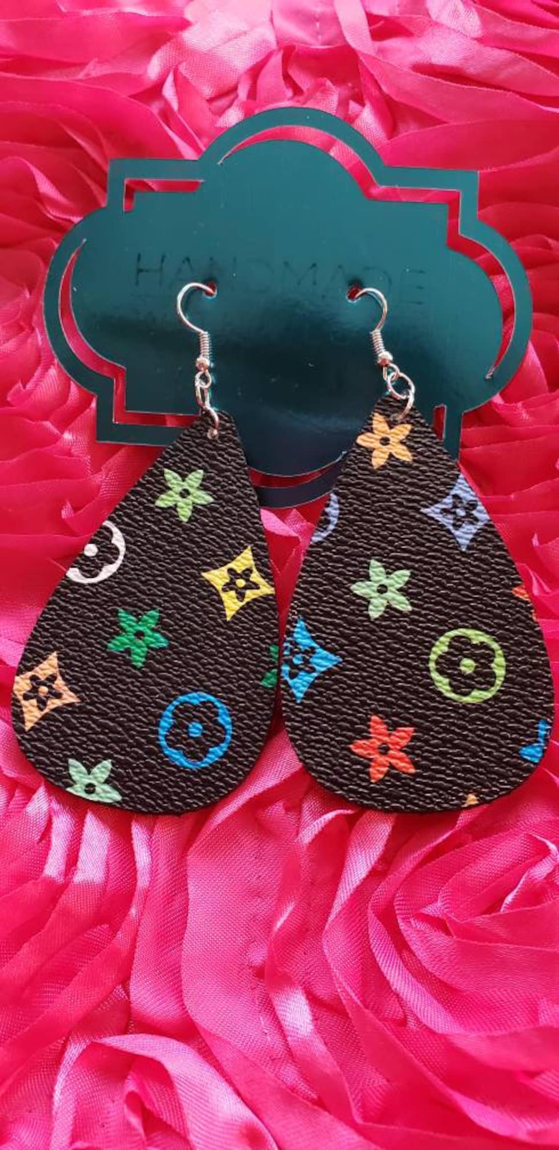 Louis Vuitton Earrings Leather Handmade Earrings Tear Drop Etsy