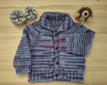Handmade Wool Jacket Cardigan Coat in variegated wool blend