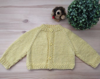 Handmade yellow baby cardigan,yellow baby coat,yellow knit top,baby yellow sweater,baby yellow romper,baby handmade yellow cardigan