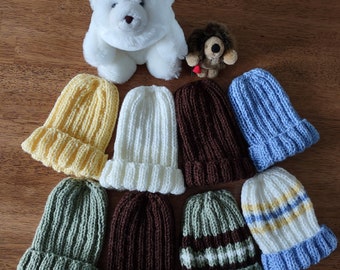 Baby knit hats, knit Baby Hats, tuques, beanies multi-colours