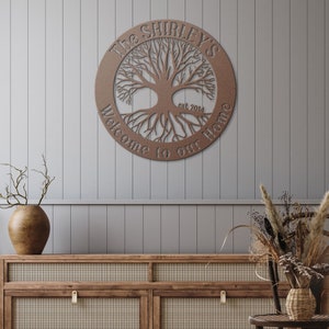Tree of Life - Welcome to Our Home Custom Name - Die Cut Metal Sign