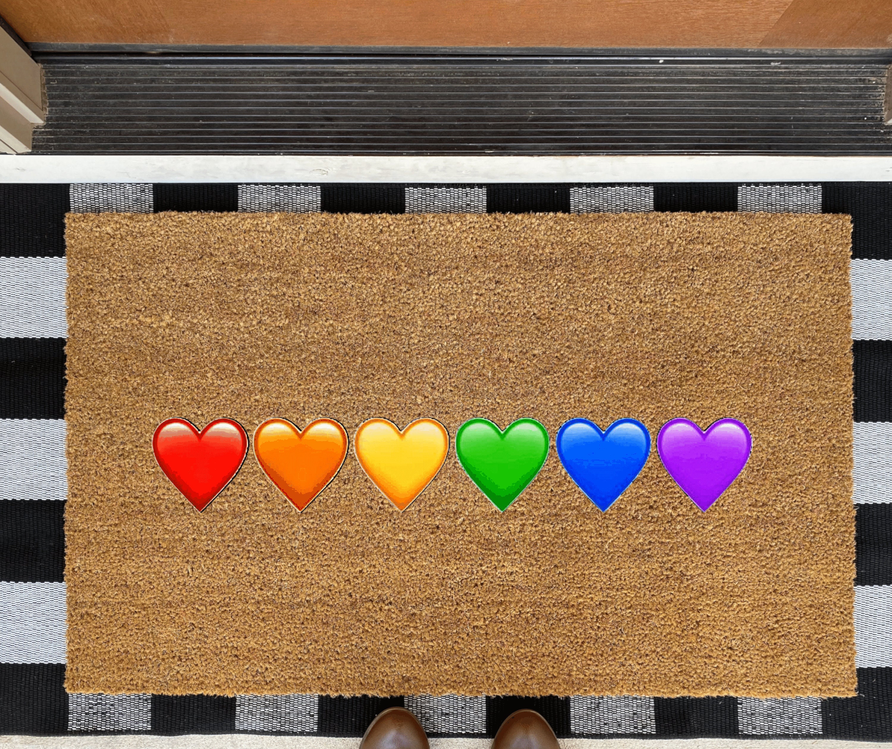 Rainbow Doormat Rainbow Door Mat Trans Pride Gift Etsy