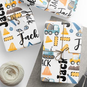 Custom Dump Truck Construction Truck Wrapping Paper Roll, Personalized Name Vehicle All Occasion Gift Wrap Sheet, Birthday Present Gift Wrap