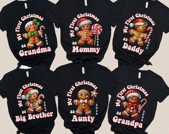 Custom Australian Order- Baby's 1st Christmas Family Shirts, 2026 Matching T-Shirt Gift, Dada Mama Group Tee Gingerbread Holiday Party