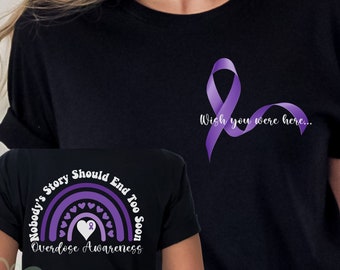 Custom Listing for Krystal, Personalized with Name Overdose Awareness Shirt, Purple Ribbon T-Shirt For Overdose Awareness Month