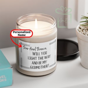Personalized God mother Proposal Candle, Proposal Box Gift, Custom Baptism Baptismal God Mom Scented Soy Candle, Godmother Propose Aunt Gift