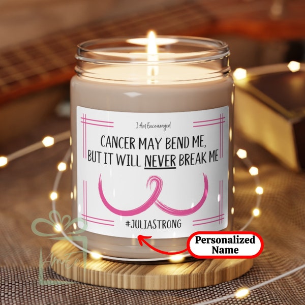 Custom Breast Cancer Candle Present, Personalized Encouraging Support Candle, Pink Ribbon Awareness Warrior, Personalize Name Gift Decor