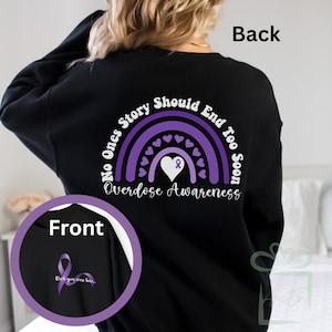 Overdose Awareness Sweatshirt, Purple Ribbon Hoodie For Overdose Awareness Month Support, Mental Health Shirt Overdose Suicide Loss T-Shirt