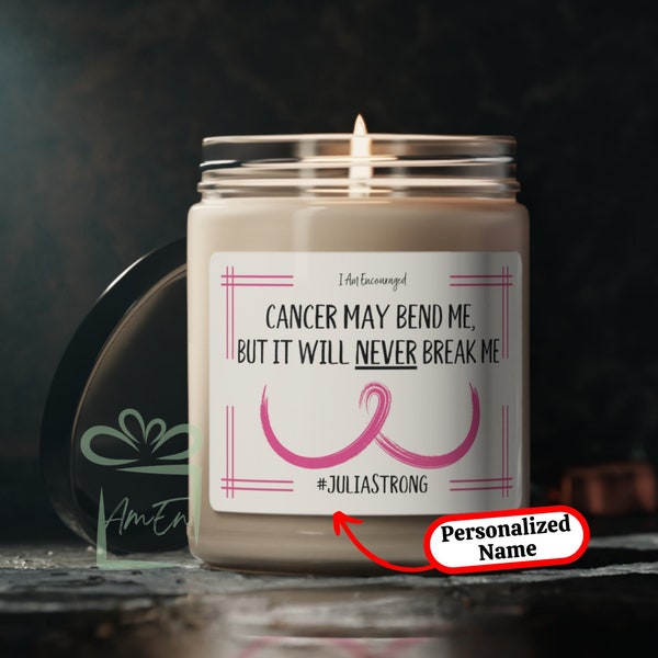 Personalized Breast Cancer Candle Gift, Custom Encouraging Support Candle, Pink Ribbon Awareness Warrior, Personalize Name Present Decor