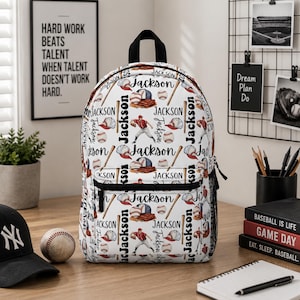 Personalized Baseball Backpack Tumbler Set, Kid Sport Back To School Lunch Bag