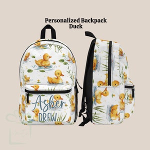 Sac à dos personnalisé canard de campagne, ensemble de sacs à lunch pour la rentrée des classes canetons, cartable de voyage avec nom personnalisé pour garderie, cadeau d'anniversaire gobelet