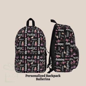 Personalized Ballet Ballerina Backpack Set, Boho Kid Back To School Lunch Bag Tumbler, Custom Name Daycare Travel Bookbag Girl Birthday Gift