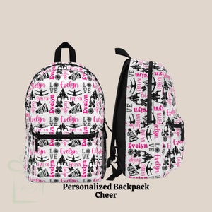 Ensemble personnalisé de gobelets pour sac à dos Cheerleading, sac à lunch pour la rentrée des pom-pom girls, nom personnalisé, sac à dos de voyage, sac à dos, cadeau d'anniversaire