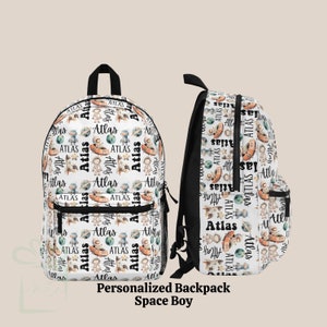 Personalized Space Boy Backpack Lunch Bag Tumbler Set, Back To School Bookbag Lunchbox, Custom Daycare Knapsack, Boy Astronaut Birthday Gift