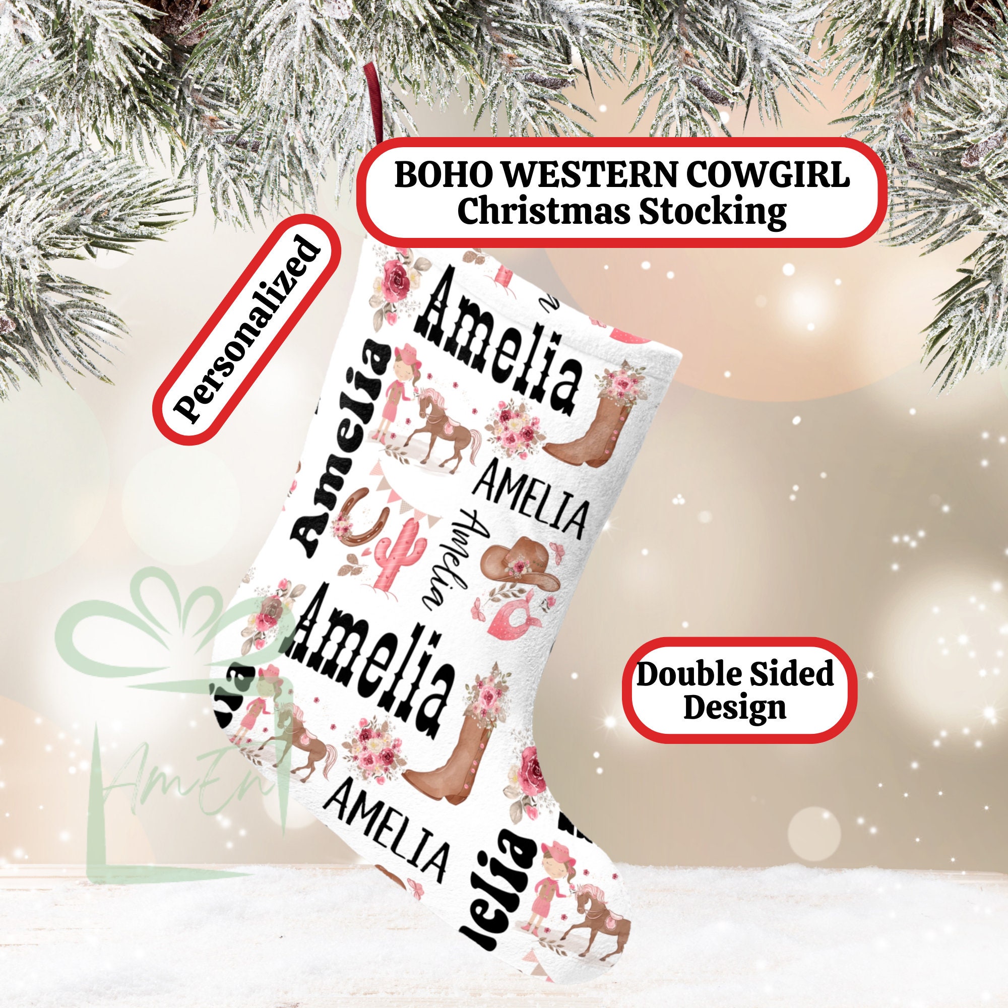 Western christmas stockings personalized Clearance