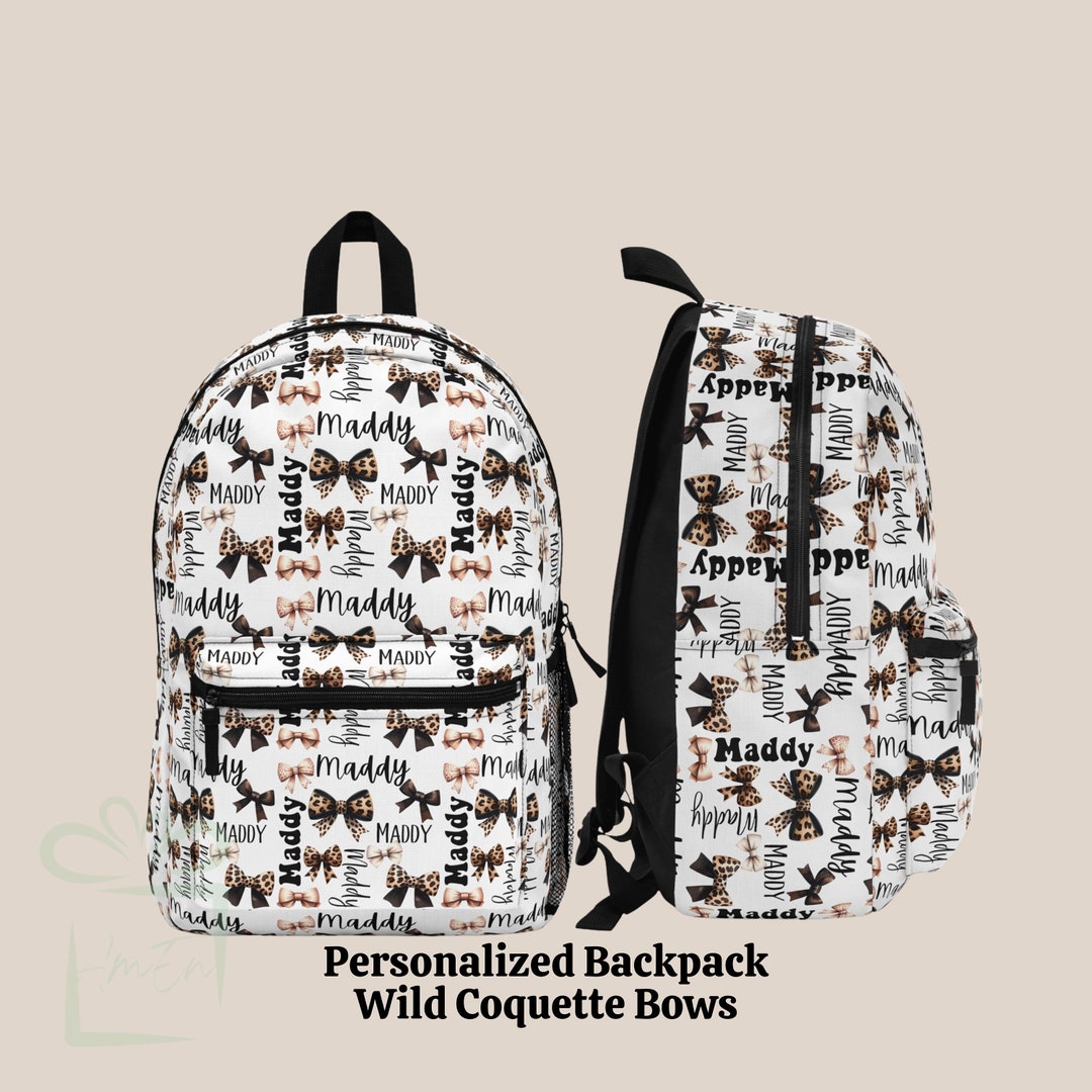 Personalized Wild Coquette Bow Backpack Lunch Bag Set, Leopard