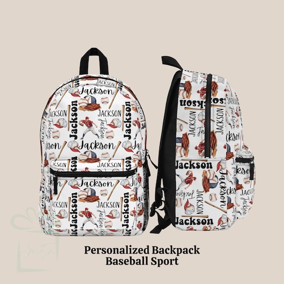 Personalized Baseball Backpack Tumbler Set, Kid Sport Back To School Lunch Bag, Custom Name Travel Daycare Knapsack, Bookbag  Birthday Gift