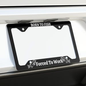 Moldura para placa de pescador, presente, decoração para carro novo, presente para pai nascido para pescar, moldura para placa de pesca para marido, presente de carro para avô