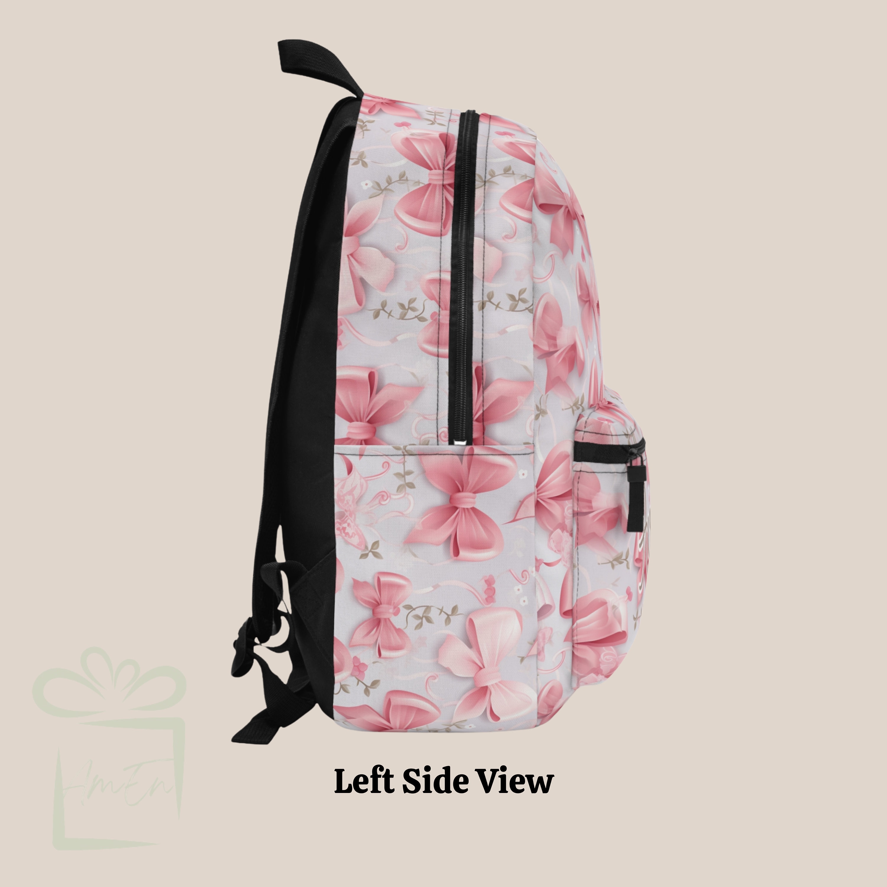 Coquette Bow Backpack For Women, Cute Kawaii Nylon Rucksack, Aesthetic Daypack With Bow Pattern Large Capacity Preppy Blue - View #6