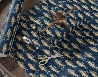 Rollo de papel de regalo con nombre personalizado para pescado, ideal para cualquier ocasión, ideal para amantes de la pesca, regalo de cumpleaños para papá.
