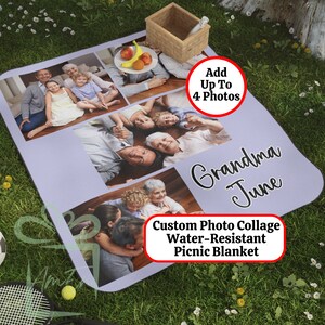 Personalized Photo Collage Picnic Blanket Gift, Custom Water Resistant ...