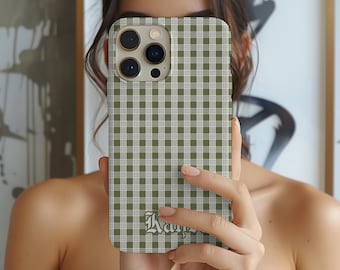 Custom Magsafe Olive Green Palaka Phone Case Gift, Personalized Name Hawaiian Mag Safe Case, IPhone 13 14 15 16  17 Air Mini Plus Pro Max