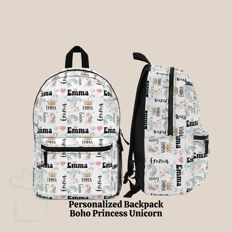 Personalized Unicorn Princess Backpack Lunch Bag Set, Back to School ...
