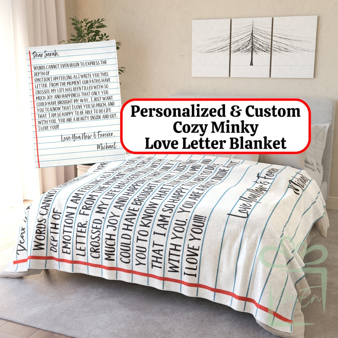 Custom Love Letter Blanket, Personalized Name Valentine's Day Cozy