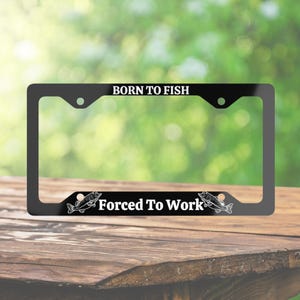 Moldura para placa de pescador, presente, decoração para carro novo, presente para pai nascido para pescar, moldura para placa de pesca para marido, presente de carro para avô