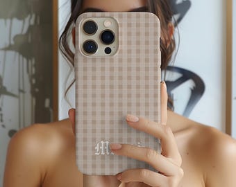 Custom Magsafe Beige Palaka Phone Case Gift, Personalized Name Hawaiian Plaid Mag Safe Case, IPhone 13 14 15 16  17 Air Mini Plus Pro Max