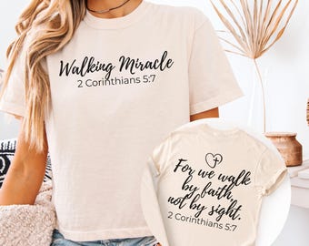 2 Corinthians 5:7 Walk By Faith Women's Boxy Oversized Crop Top Gift, Comfort Colors Christian Tee Shirt Religious Bible Verse Loose T-Shirt