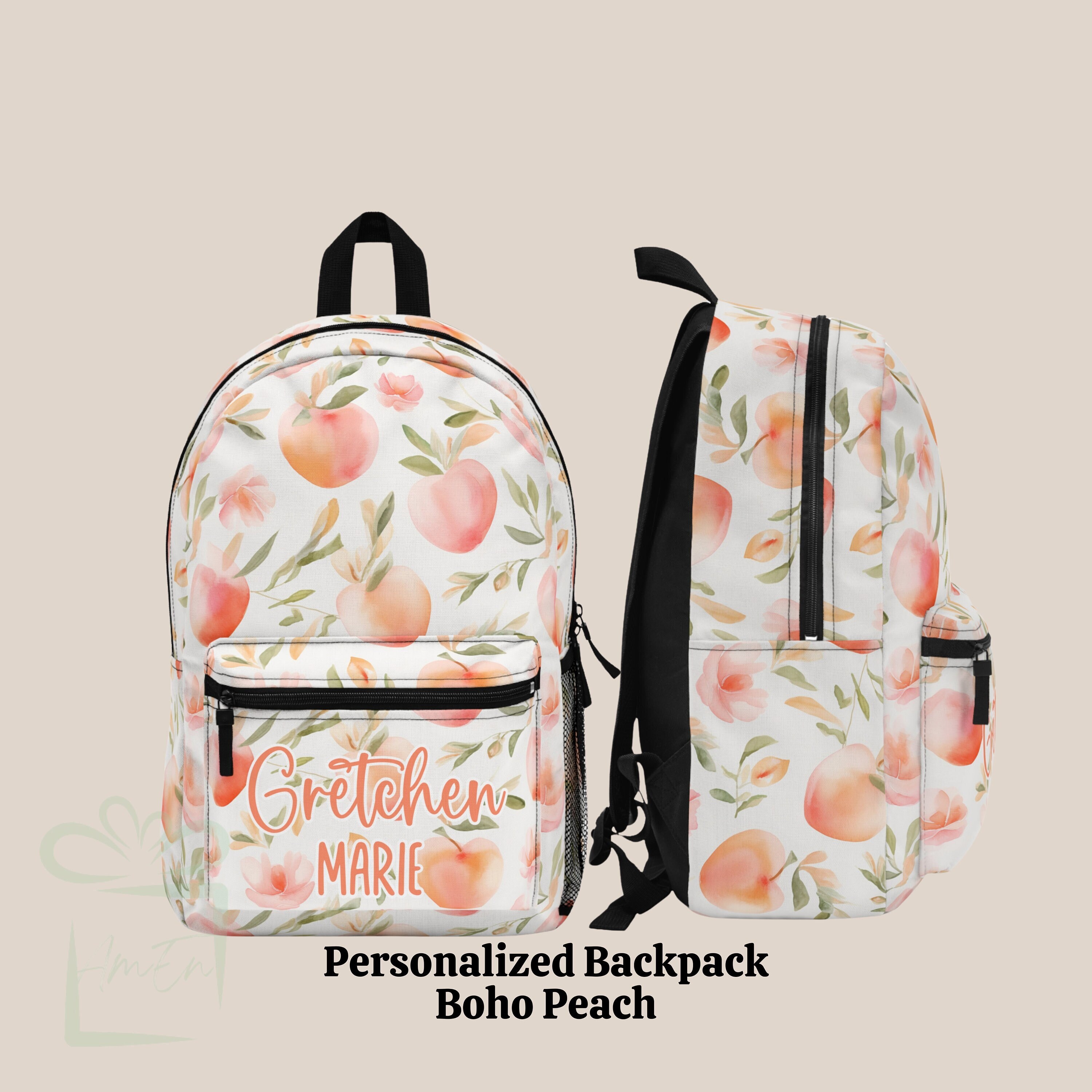 Personalized Summer Peach Backpack Lunch Bag Tumbler Set  display picture 2