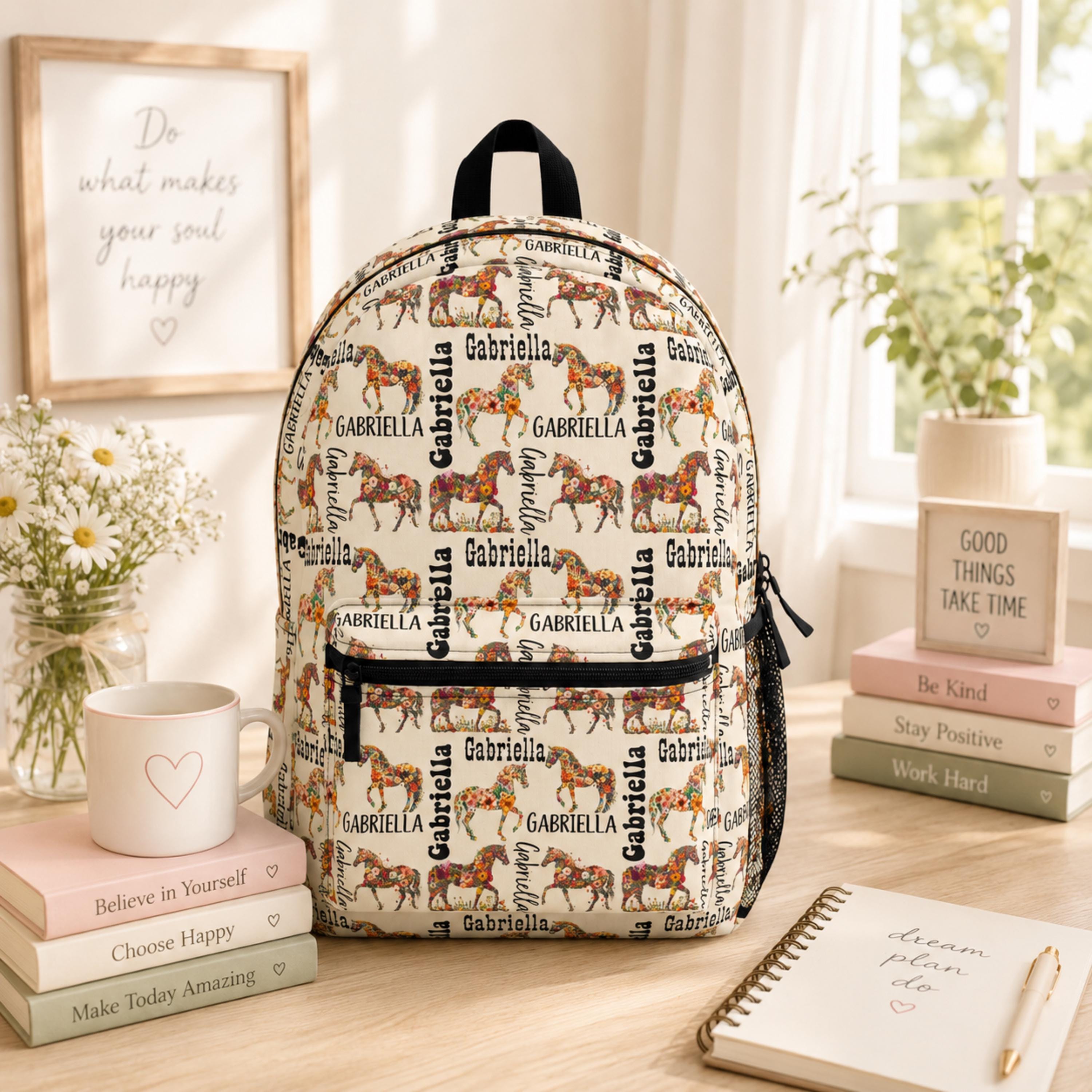 バッグ House on the Hill Parent Bag (Horse) Personalized Country Horse Backpack, Boho Kid Back to School Lunch