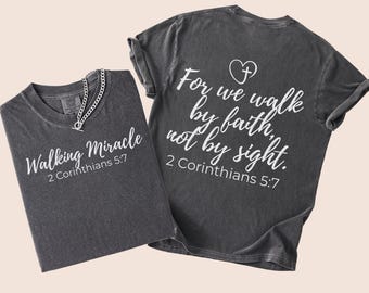 2 Corinthians 5:7 Walk By Faith Women's Boxy Oversized Crop Top Gift, Comfort Colors Christian Tee Shirt Religious Bible Verse Loose T-Shirt