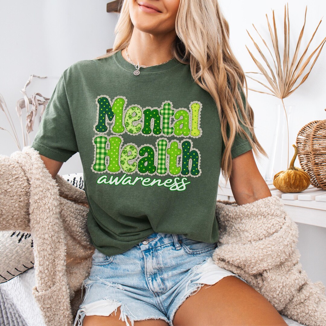 Mental Health Awareness Comfort Colors Shirt Gift, Faux Patchwork ...