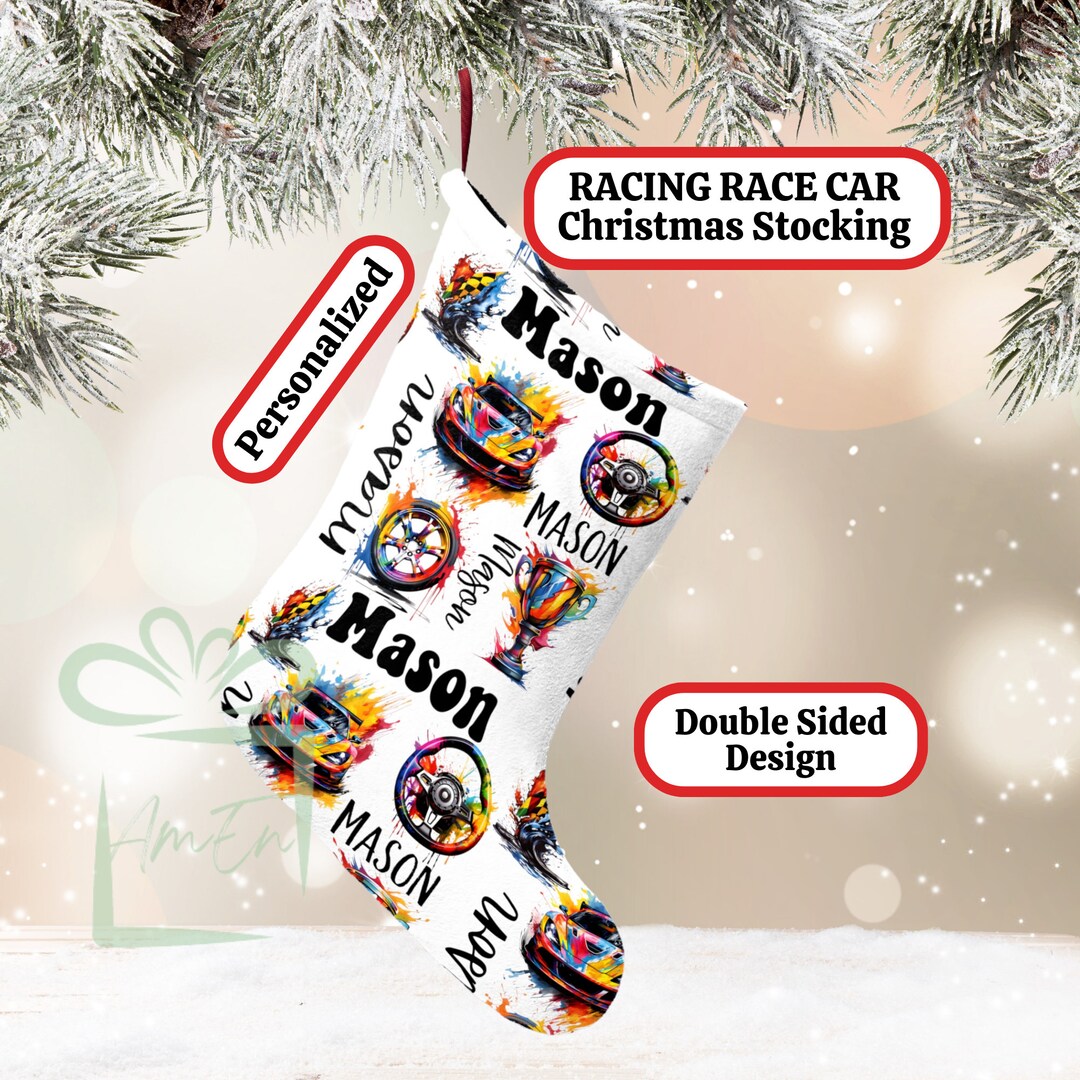 Custom Racing Race Car Christmas Stocking Personalized Etsy
