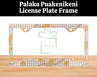 Hawaiian Palaka Puakenikeni Lei Plate Frame Gift, License Plate Frame For Car, Vehicle Accessory