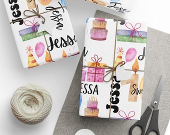 Custom Sweet 16 Birthday Wrapping Paper Roll, Personalized Name 16th Birthday Gift Wrap Sheet, Sixteen Birthday Decor, 16 Present Gift Wrap