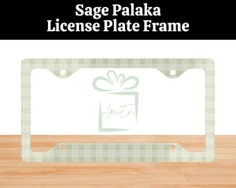 Hawaiian Sage Green Palaka Plate Frame Gift, Hawaiian Plaid License Plate Frame For Car, Vehicle Accessory
