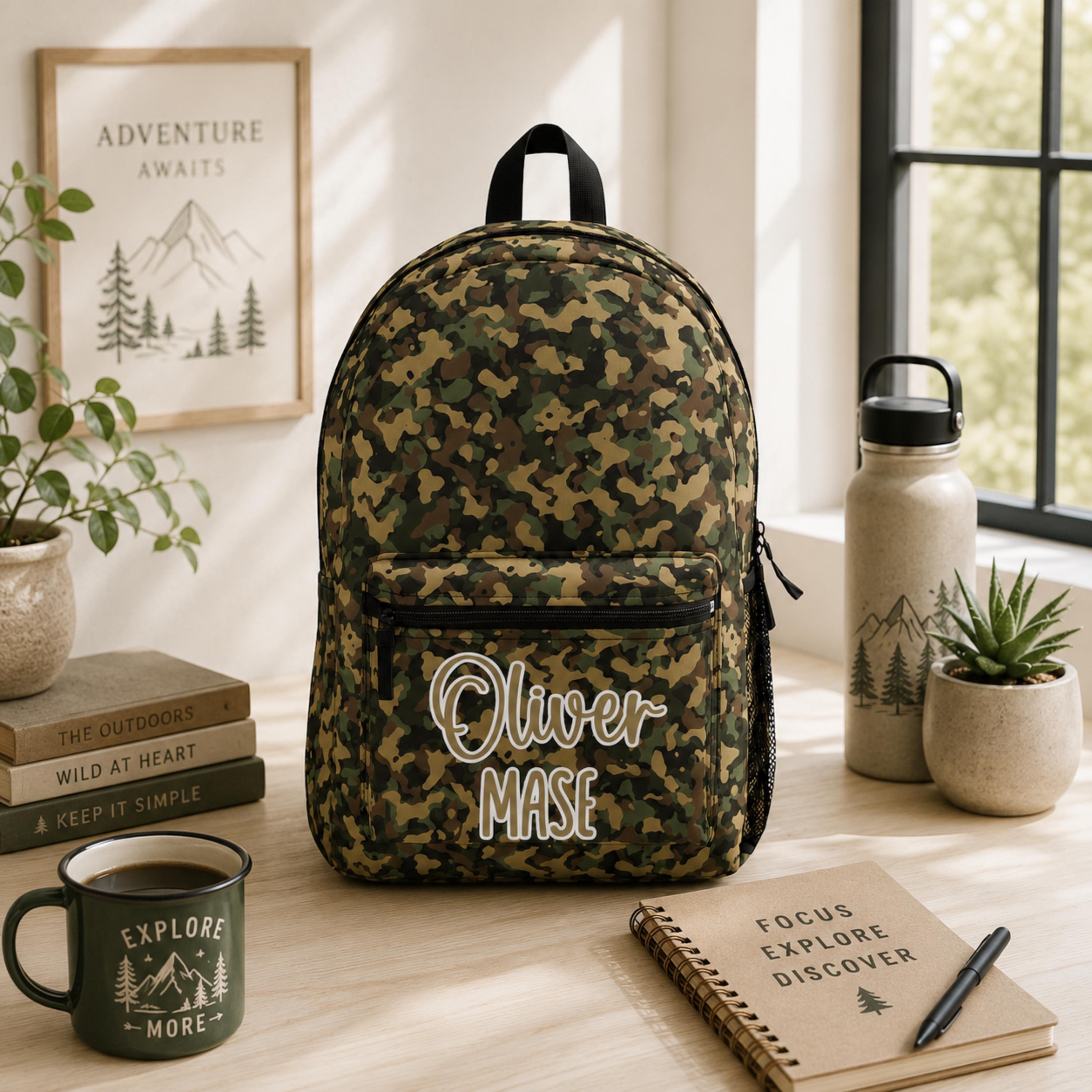Personalized Camo Camouflage Backpack Set, Country Kid Back to