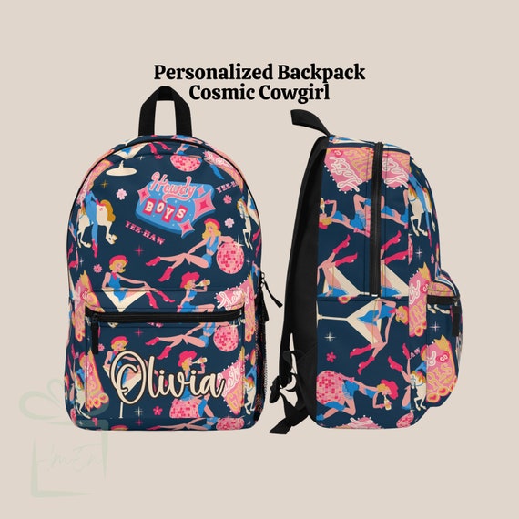 Unique Cowgirl back pack Blue Cowgirl Backpack Back to School Book Bag Blue Western Back  main image 2