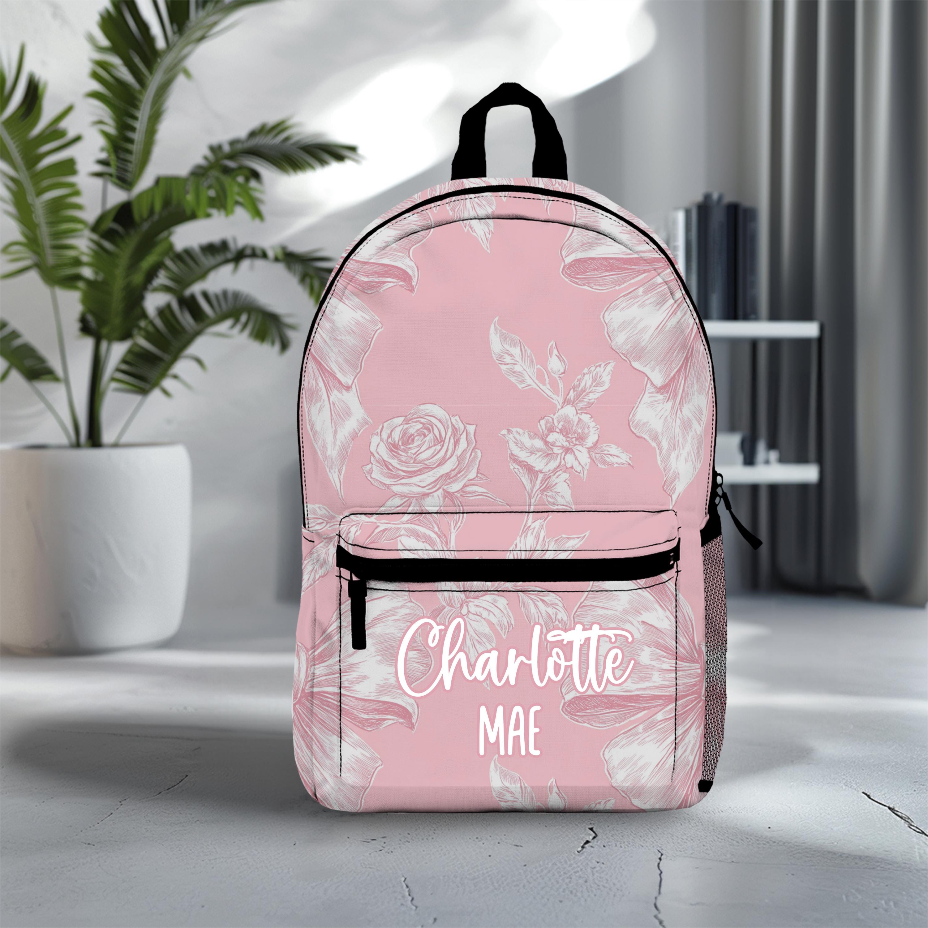 Bopchk 4 Pezzi Set Zaino Borse da Scuola in Tela per Ragazze Adolescenti Kawaii Studente di College Borsa Libro per Bambini Zaino Harajuku Donne Laptop,Pink